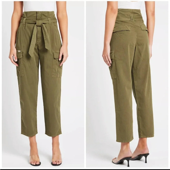 MOTHER||The Greaser Paperbag Pleated Cargo Ankle Pants Size 26 Olive, Worn Once - Picture 1 of 11